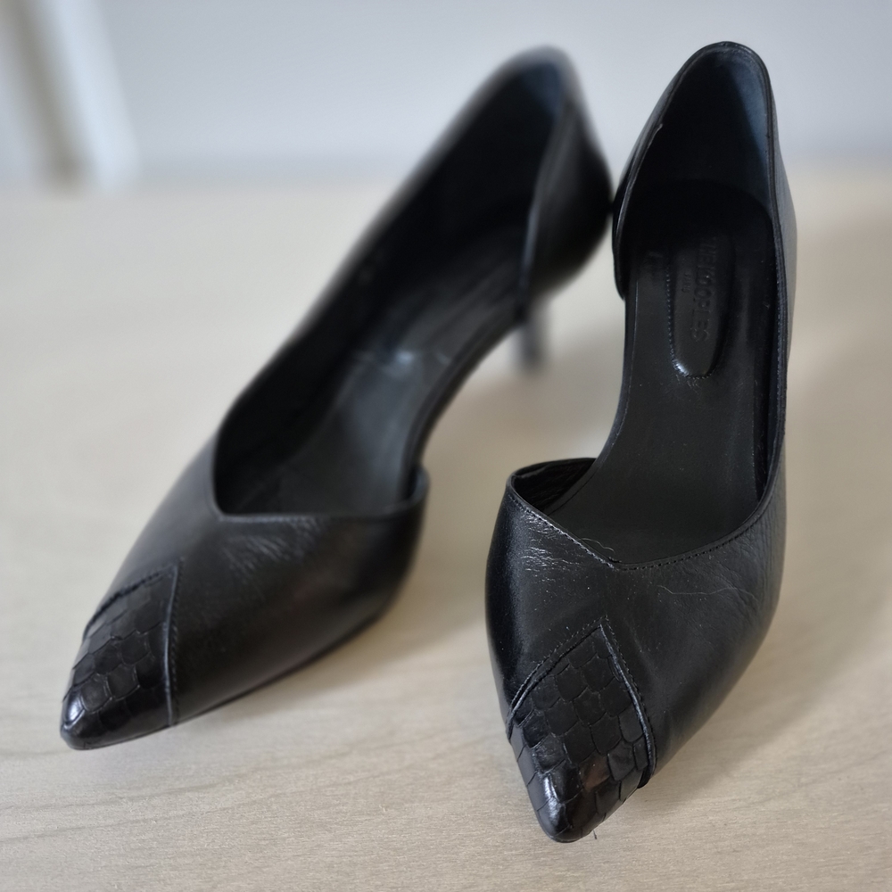 The Kooples Black D’Orsay Leather Kitten Heels | EU 39